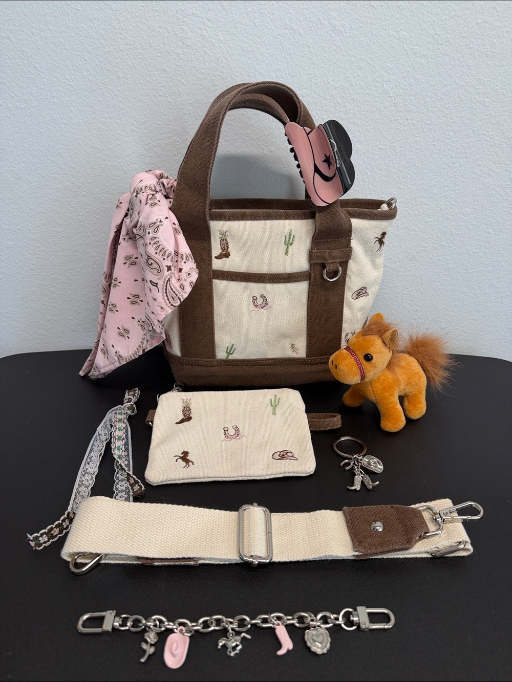 Madden Girl | Cowgirl Western Mini Tote w/ Wallet Bag Charms & Crossbody 🌵🤠